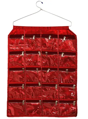 Kuber Industries Hanging Jewellery Organisers with 20 Zipper Pockets|Metal Hanger|Zipper Pockets|MAROON