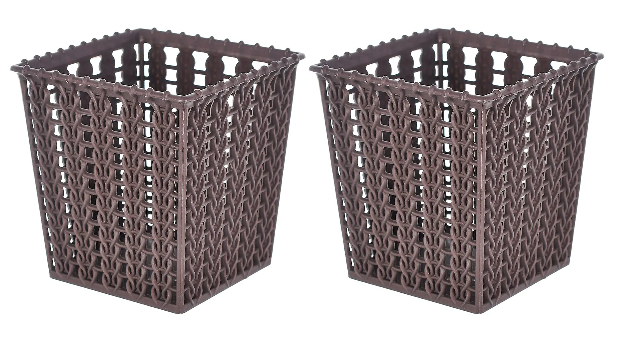 Kuber Industries Square Shape M 5 Multipurpose Plastic Holder/Organizer/Stand for Kitchen, Bathroom, Office Use - Pack of 2 (Brown)-46KKM0203