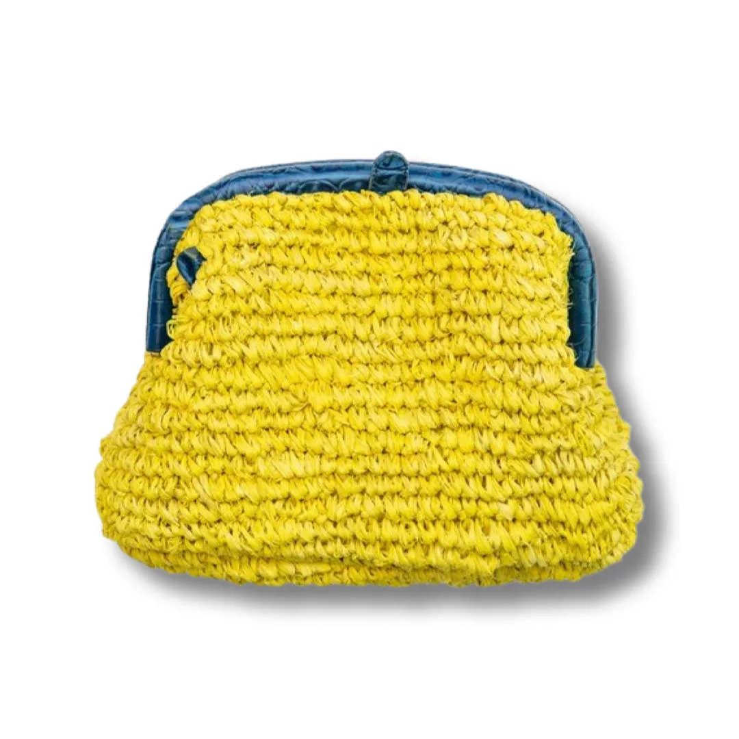 LADY RAFFIA SNAP BAG | YELLOW