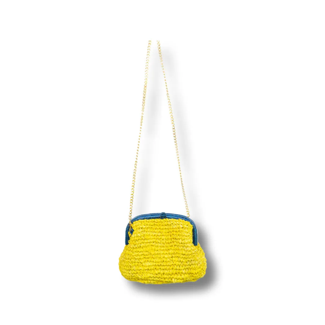 LADY RAFFIA SNAP BAG | YELLOW