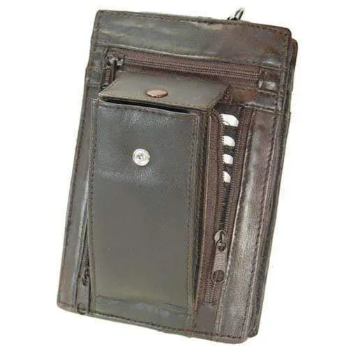 Large Genuine Leather Men Women Travel Wallet with Wrist Strap 107 (C)