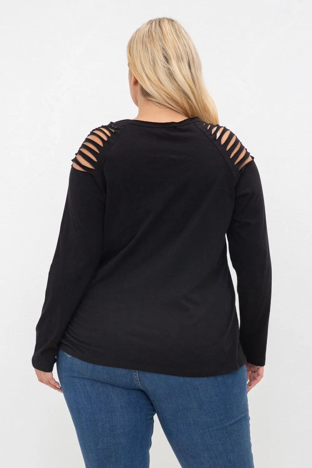 Laser Cut Long Sleeve Top With Bull Heads Print