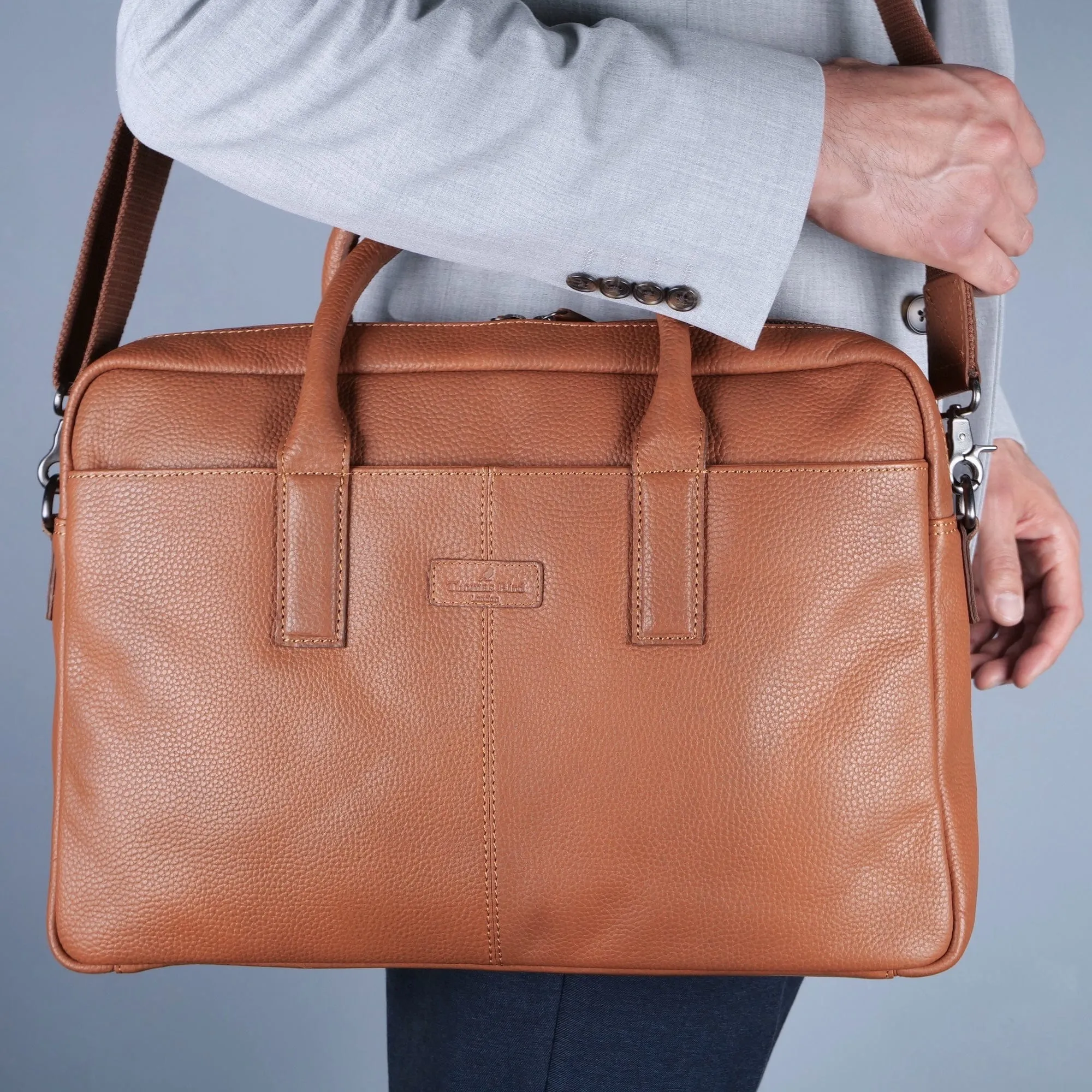 Leather Briefcase Bag Tan