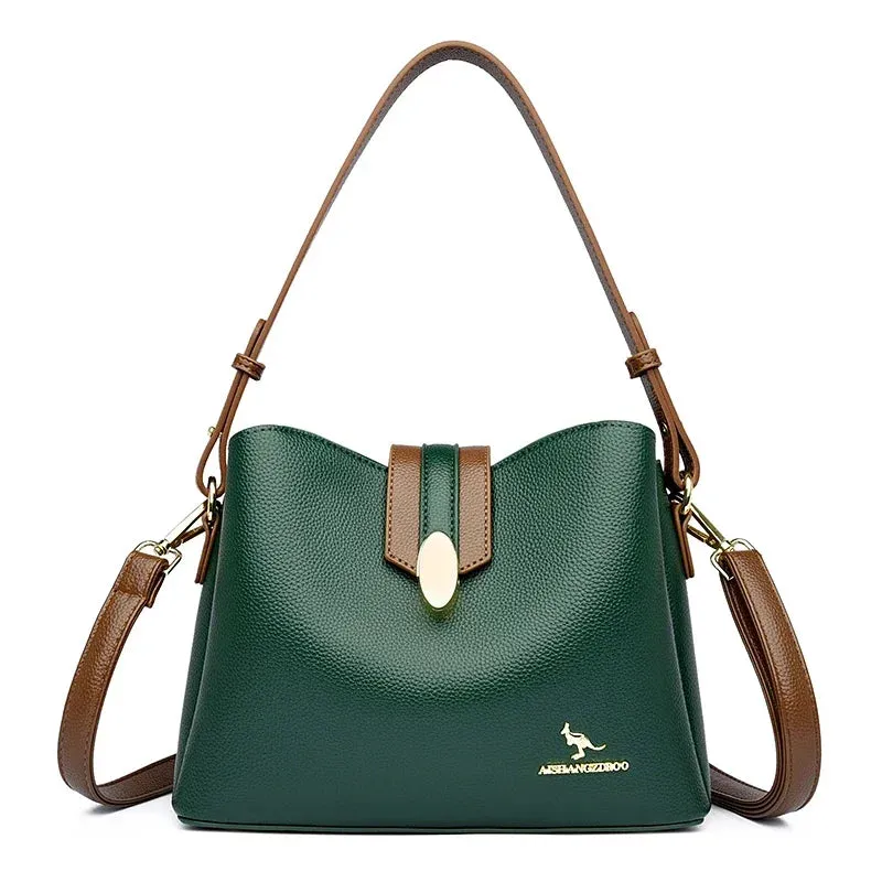 Leather Crossbody Tote Bag for Women