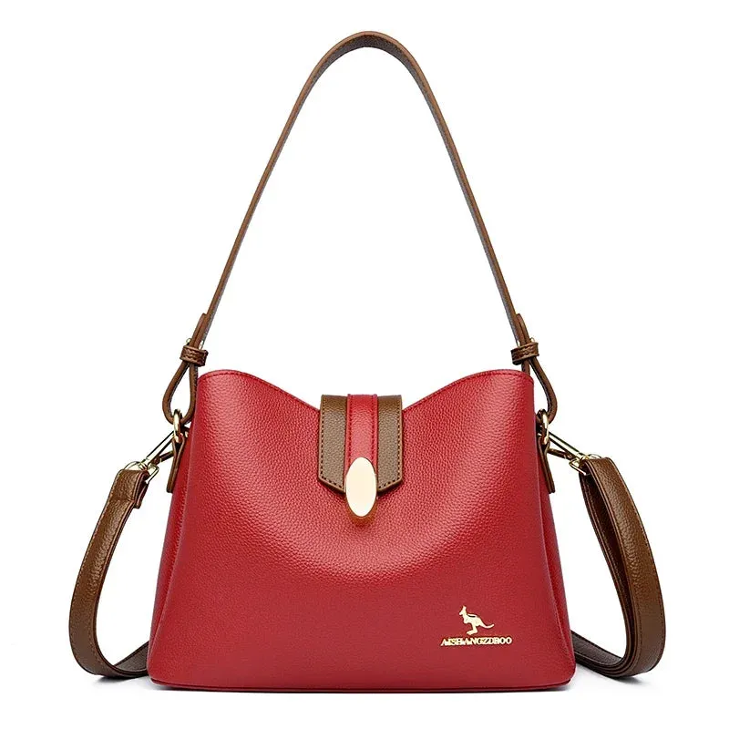 Leather Crossbody Tote Bag for Women