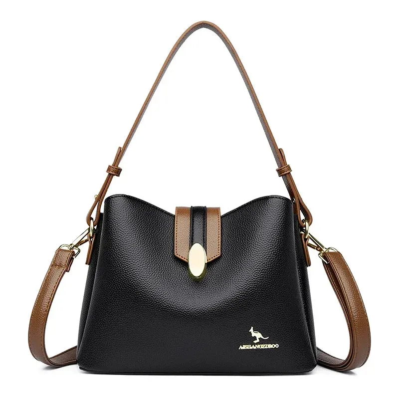 Leather Crossbody Tote Bag for Women