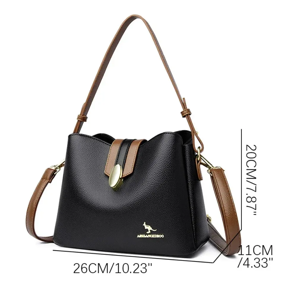 Leather Crossbody Tote Bag for Women