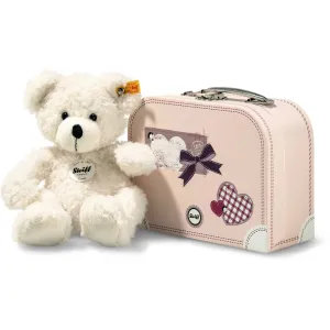 Lotte Teddy bear in suitcase, white, 11 Inches