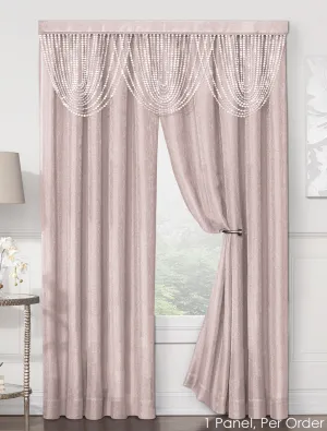 Luna Mesh Metallic Rod Pocket Window Panel and Valance Treatments, Rose