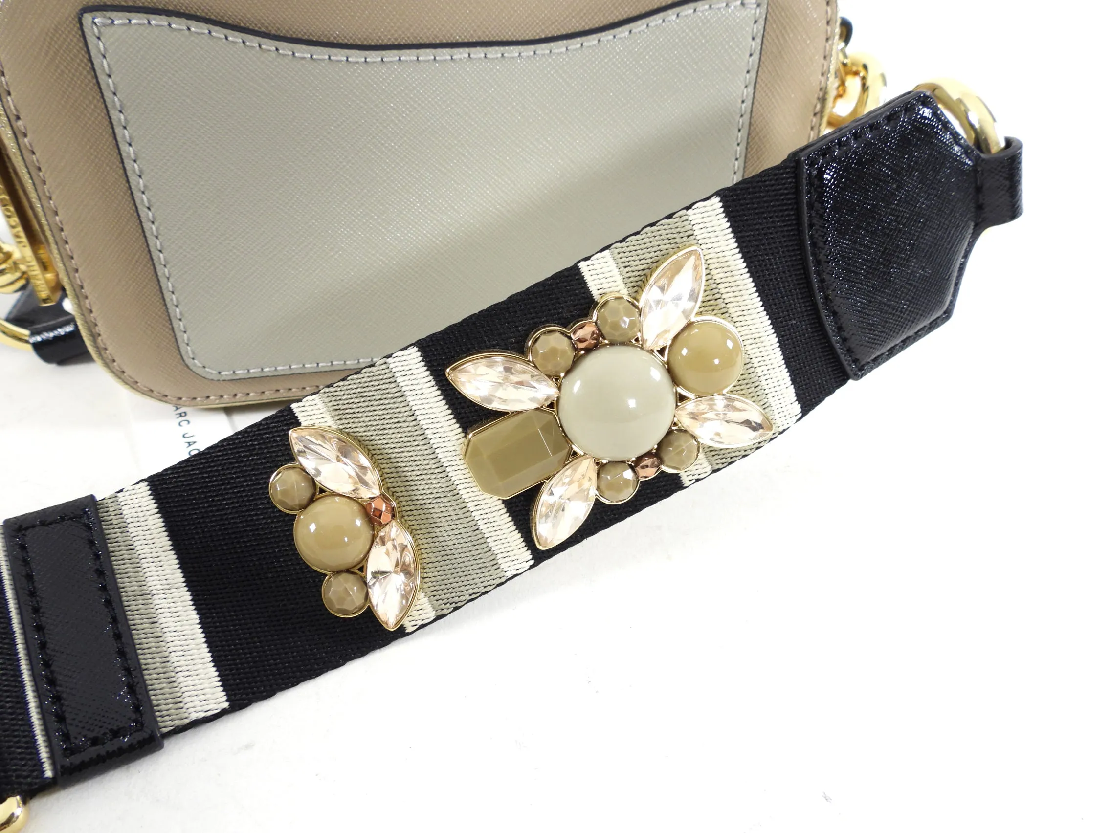 Marc Jacobs Beige and Black Embellished Camera Bag