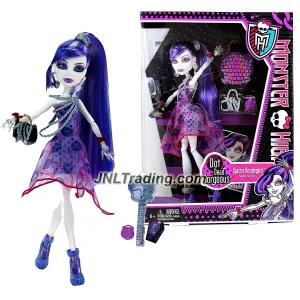 Mattel Year 2011 Monster High Dot Dead Gorgeous Series 10 Inch Doll - SPECTRA VONDERGEIST with Purse, Cosmetic Mirror, Hairbrush and Doll Stand