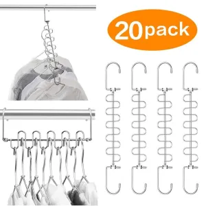 MeetU Space Saving Hangers Magic Wonder Cloth Hanger Metal Closet Organizer for Closet Wardrobe Closet Organization Closet System (Pack of 20)