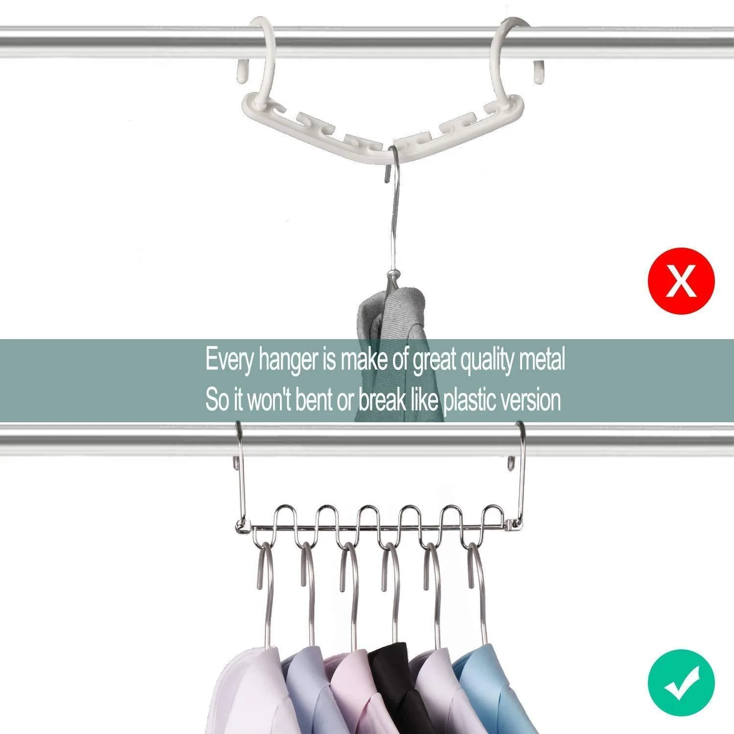 MeetU Space Saving Hangers Magic Wonder Cloth Hanger Metal Closet Organizer for Closet Wardrobe Closet Organization Closet System (Pack of 20)