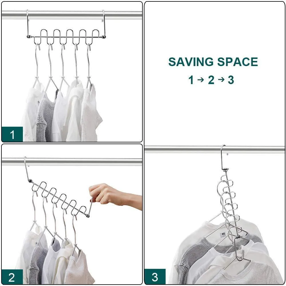 MeetU Space Saving Hangers Magic Wonder Cloth Hanger Metal Closet Organizer for Closet Wardrobe Closet Organization Closet System (Pack of 20)