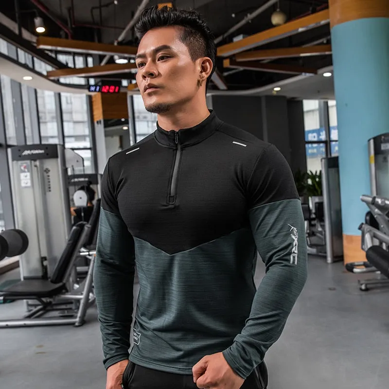 Men Sports Compression Shirt Male Rashgard Fitness Long Sleeves Running Clothes Homme T-shirt Football Jersey Sportswear Dry Fit