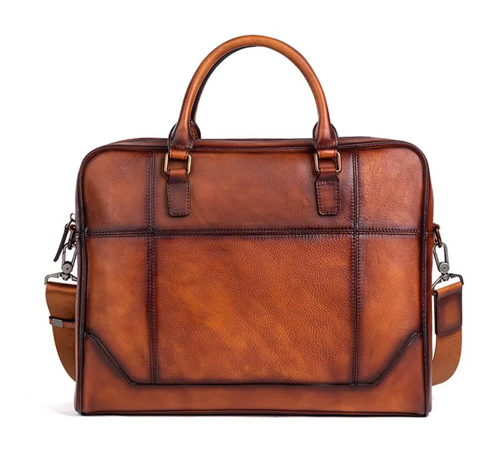 Mens Vintage Leather Buiness Briefcase Shoulder Cross Body Bag   2855