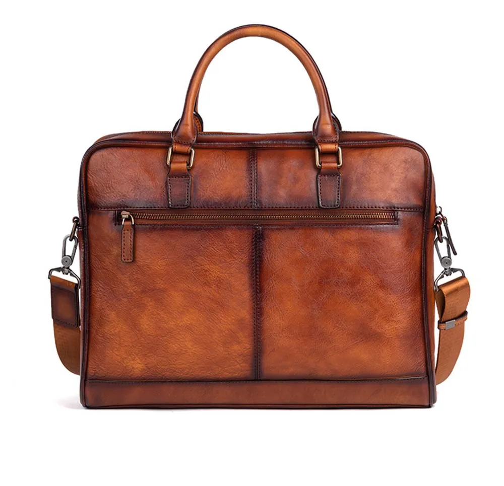 Mens Vintage Leather Buiness Briefcase Shoulder Cross Body Bag   2855