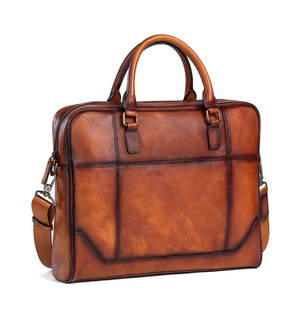 Mens Vintage Leather Buiness Briefcase Shoulder Cross Body Bag   2855