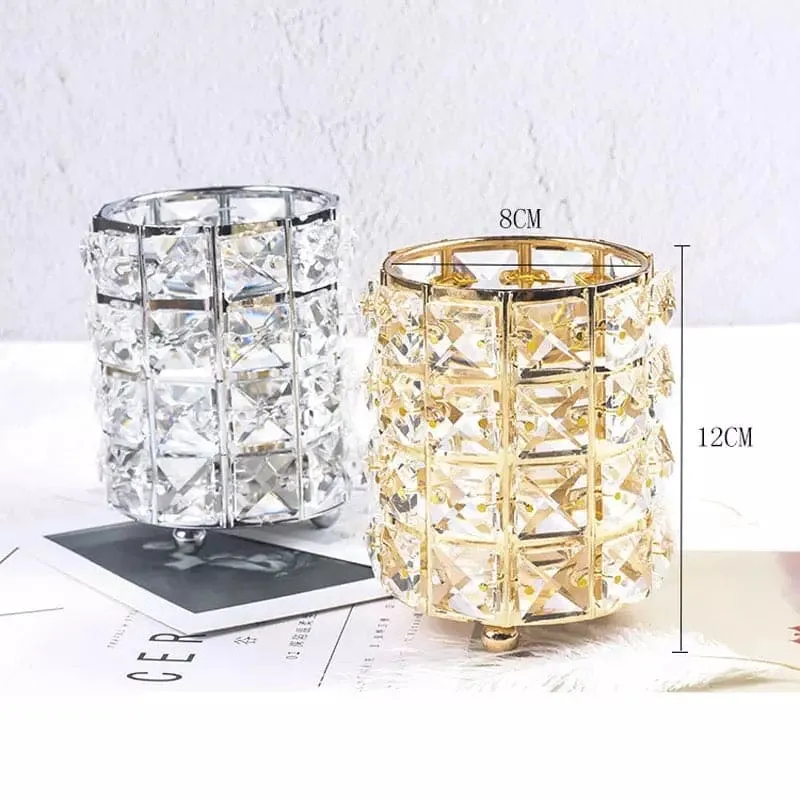 Metal Crystal Round Makeup Brush Holder, Miaowater Makeup Brush Pen Holder, Brush Sorting Storage Organizer, Dressing Table Makeup Organizer