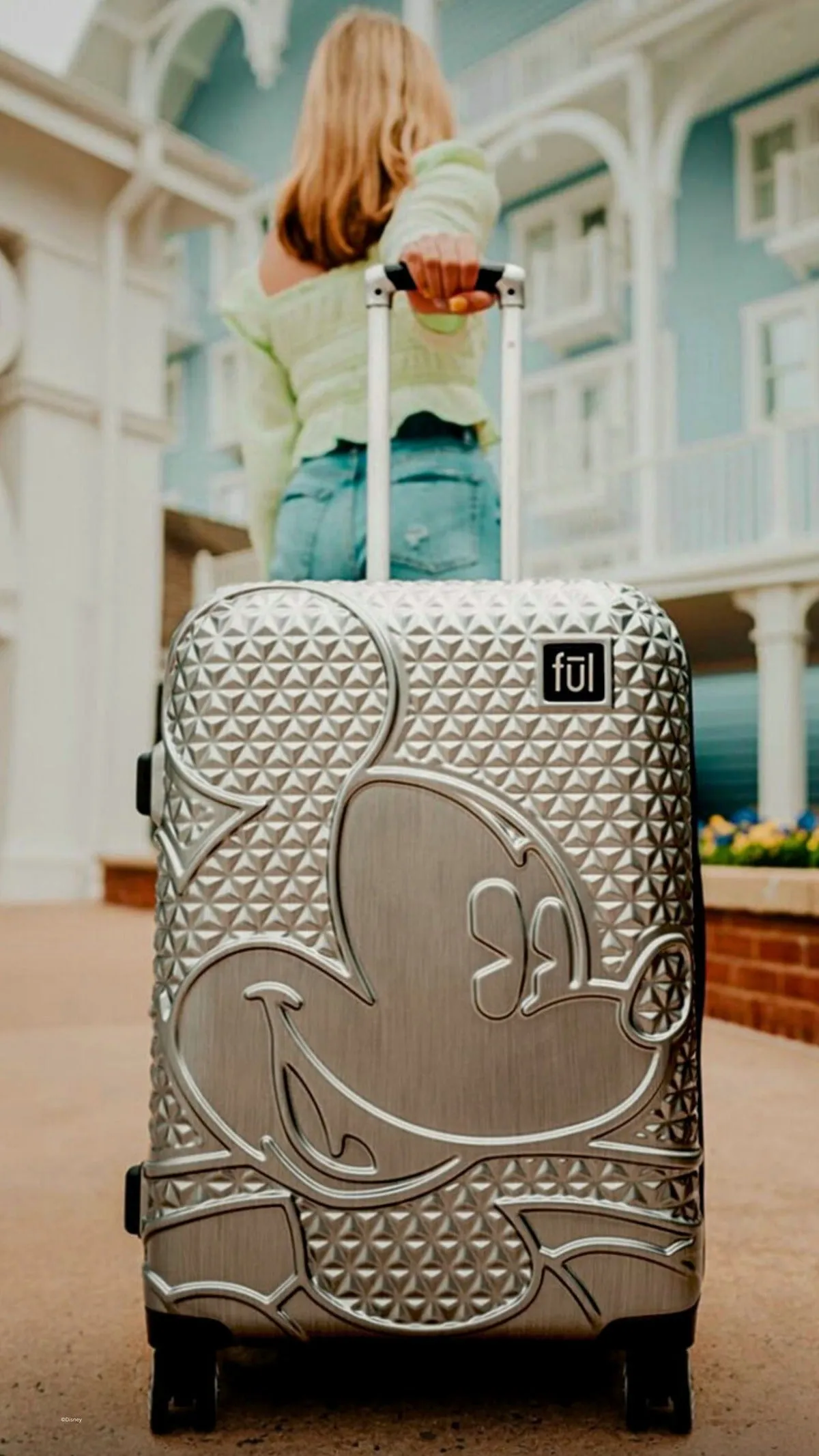 Mickey Mouse Rolling Luggage FŪL Disney Luggage 26" Silver