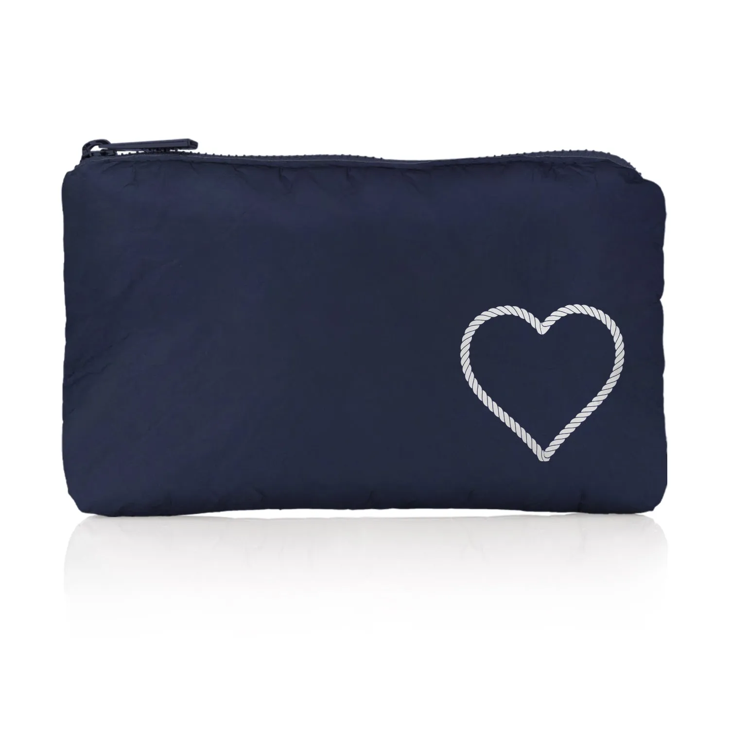 Mini Zipper Pack - Nautical Rope Heart in Matte Navy and White