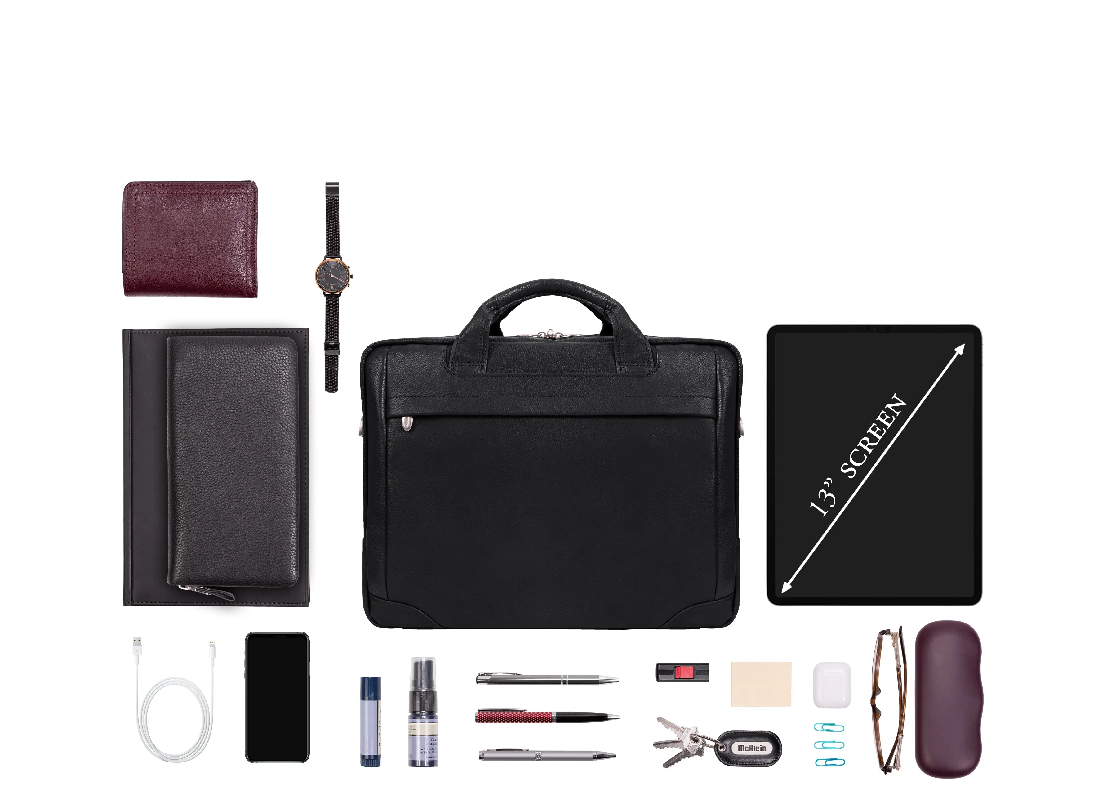 MONTCLARE | 13" Leather Laptop & Tablet Briefcase