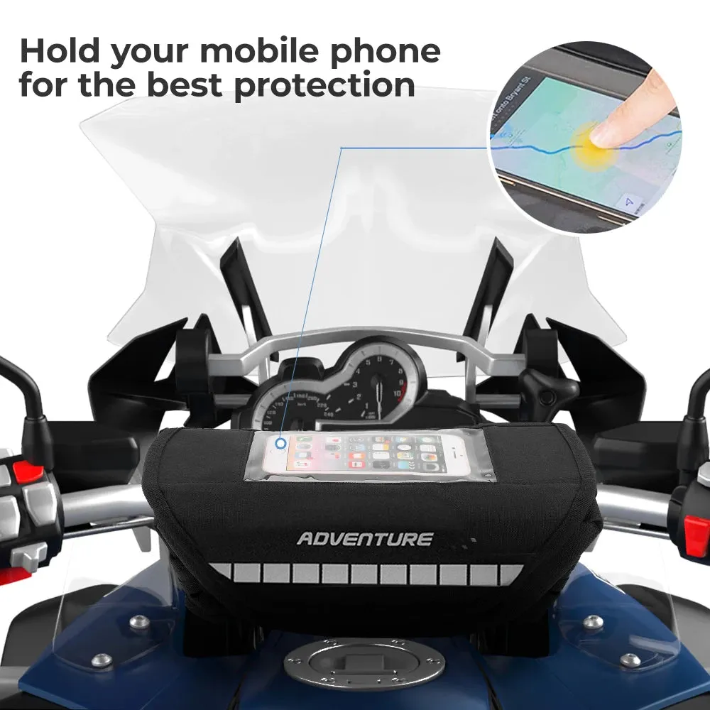 Motorcycle Handlebar Bag with Touchscreen Phone Storage - Universal Fit