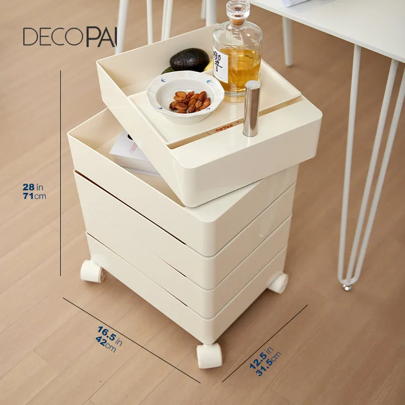 Multi-functional rotating storage cabinet 360 trolley movable storage