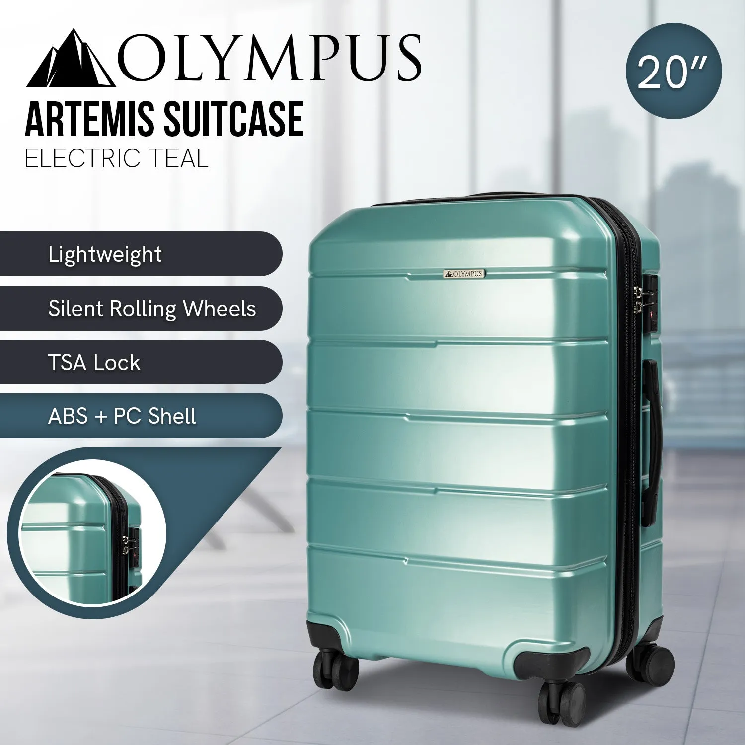 Olympus Artemis 20 in Hard Shell  ABS PC - Electric Teal