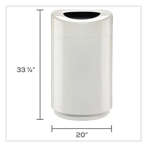 Open Top Round Waste Receptacle, 30 Gal, Steel, White