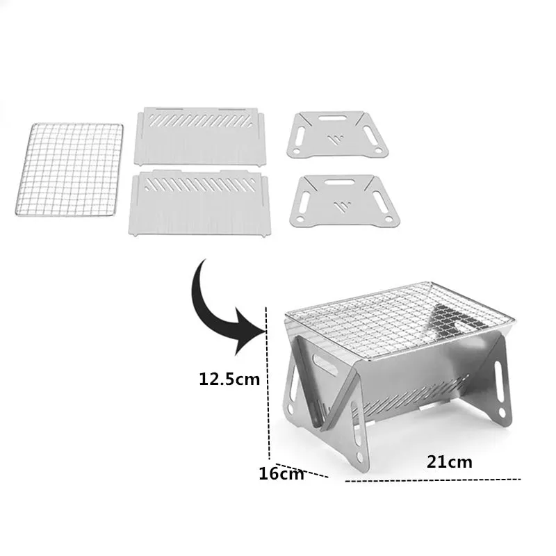 Outdoor Portable BBQ Camping Grill Stainless Steel Folding Grill