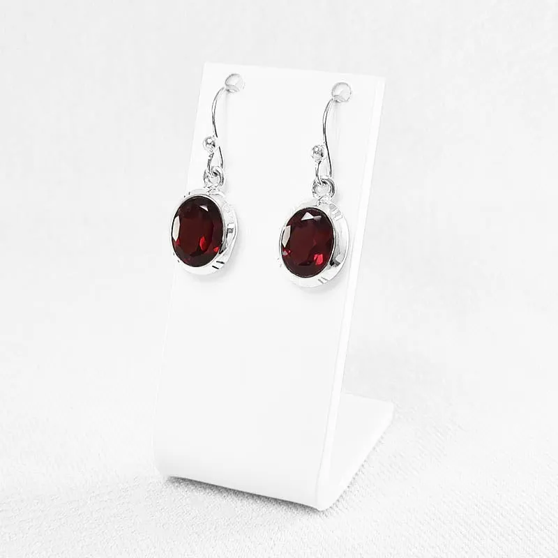 Oval Faceted Garnet Earrings