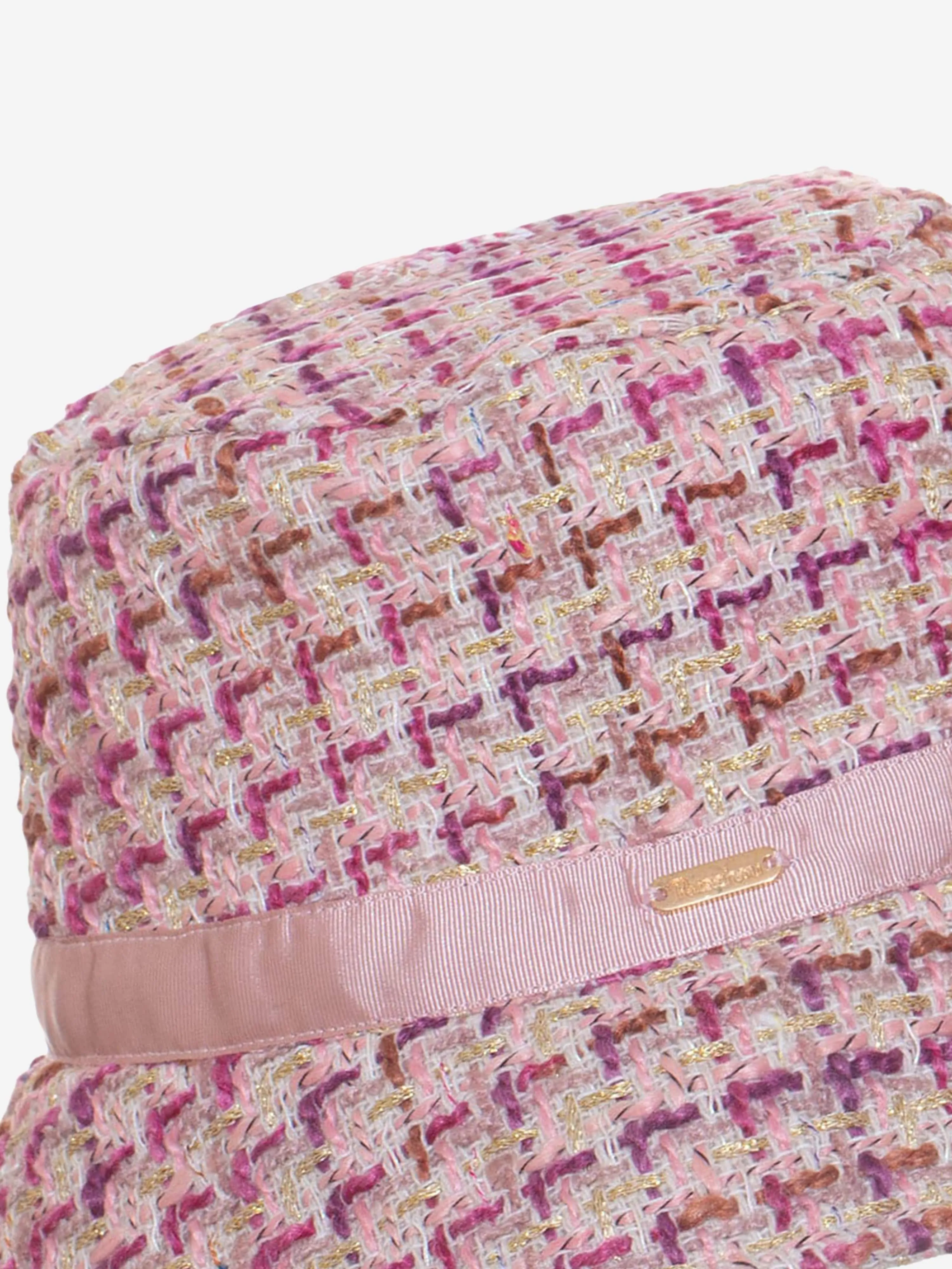 Patachou Girls Tweed Bucket Hat in Pink