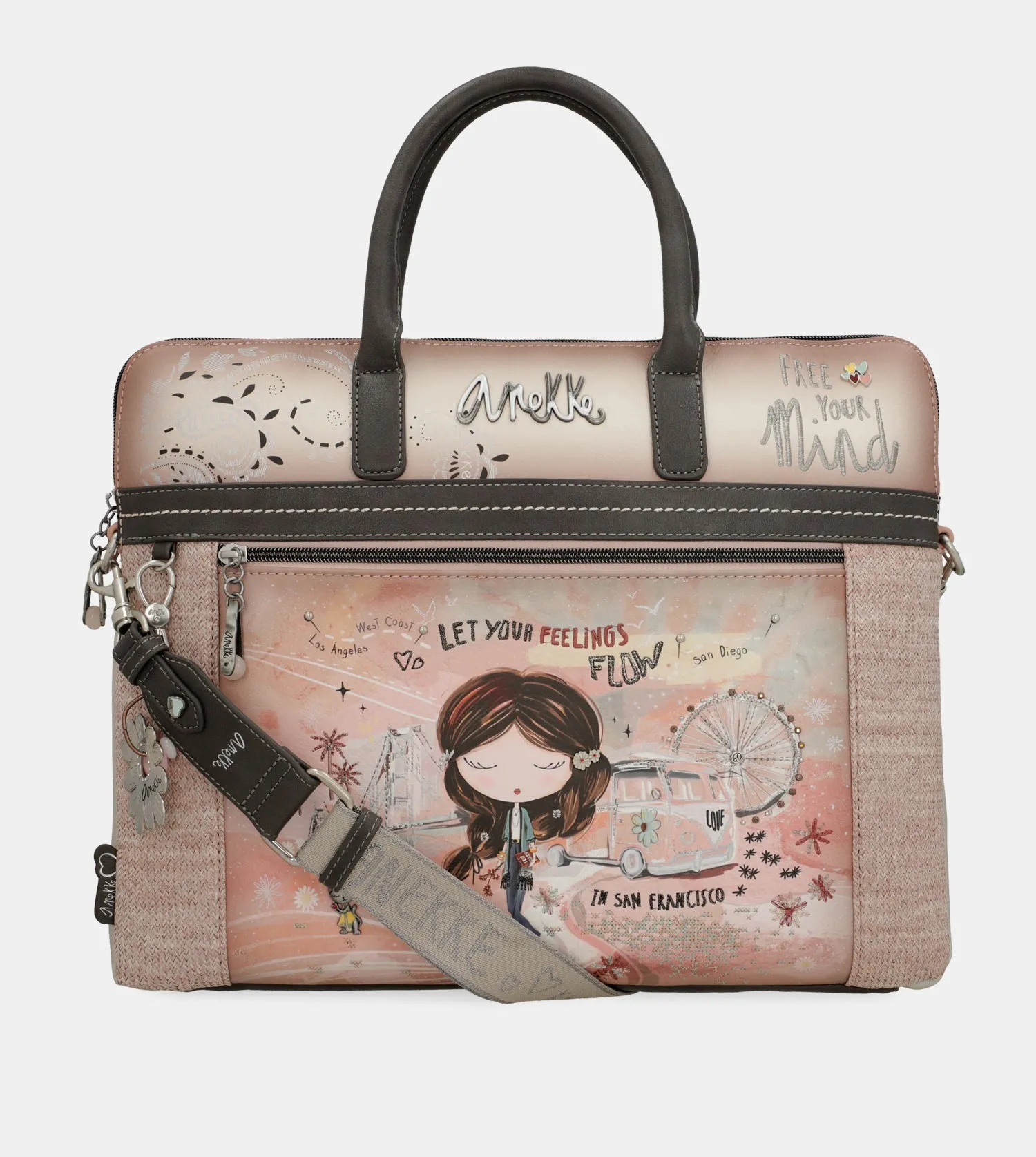 Peace & Love pink briefcase