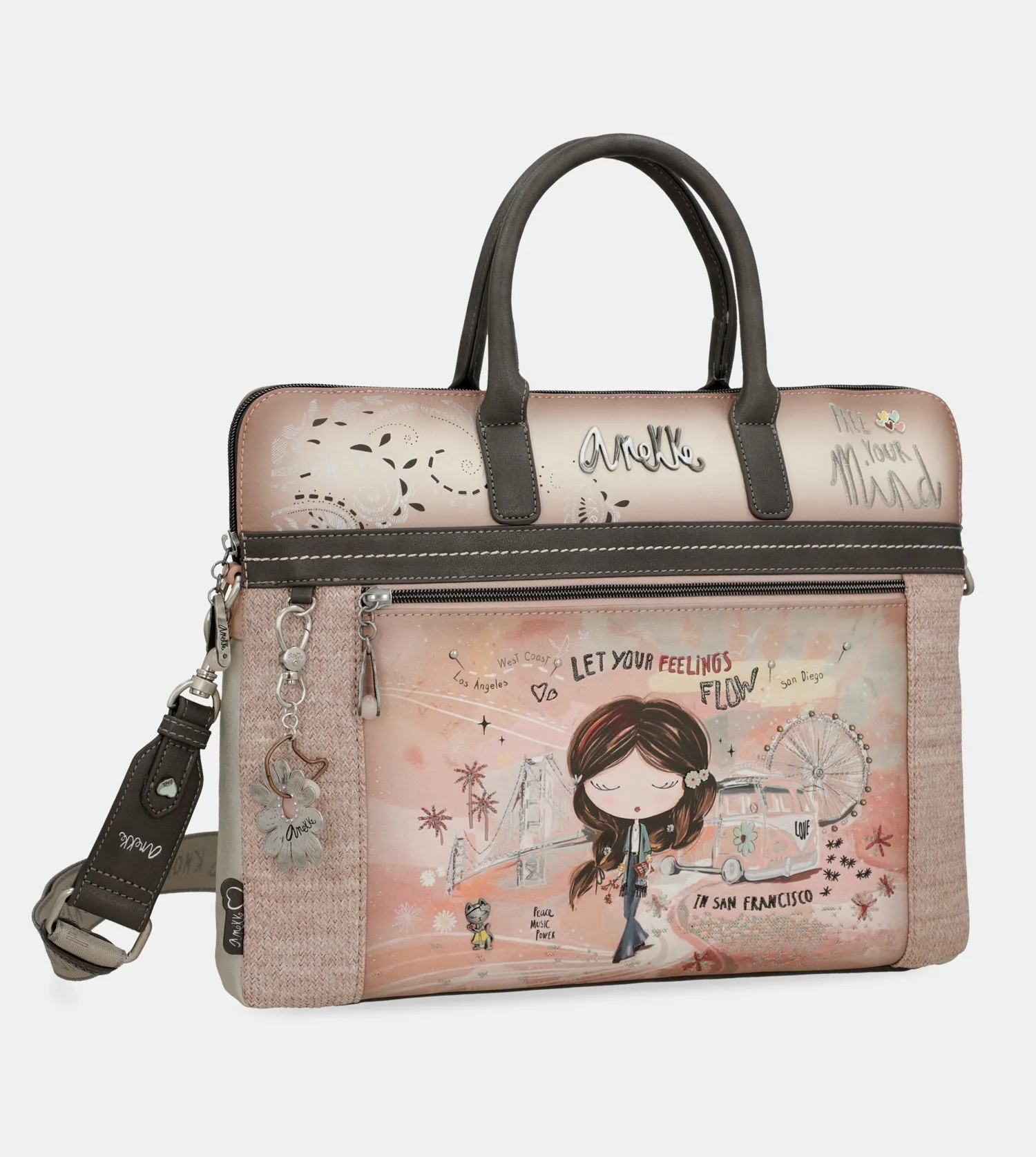 Peace & Love pink briefcase