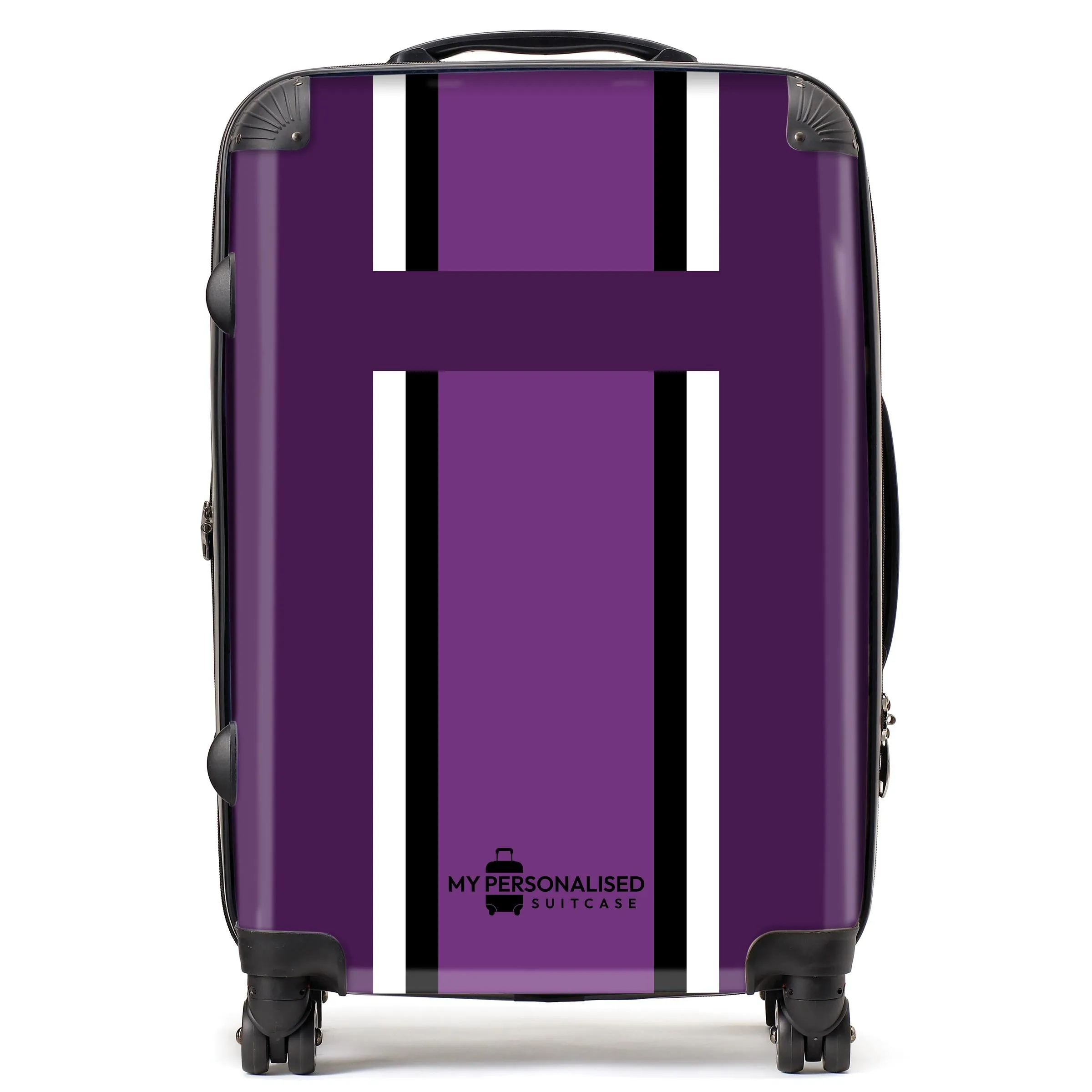 Personalised Purple Striped Suitcase