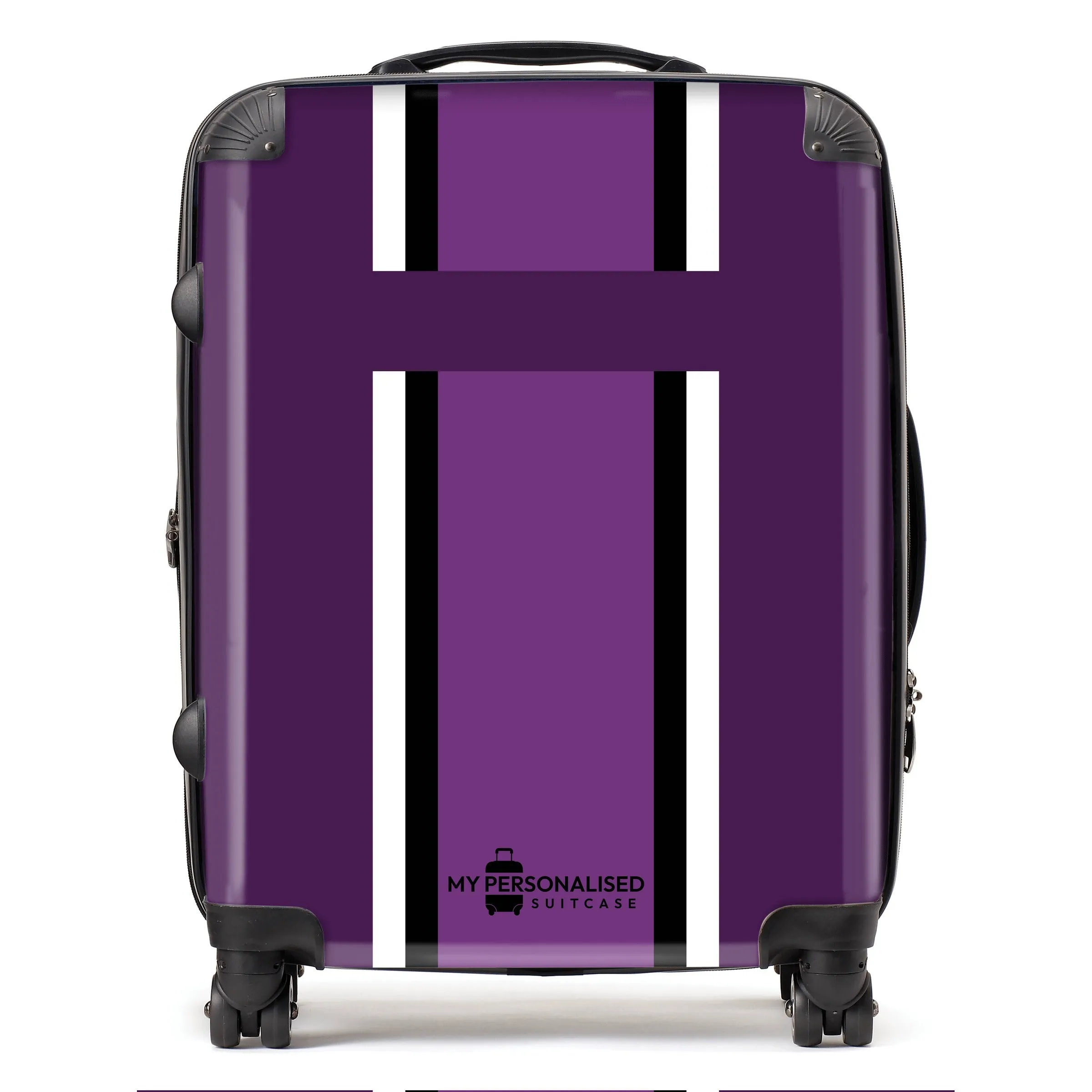 Personalised Purple Striped Suitcase