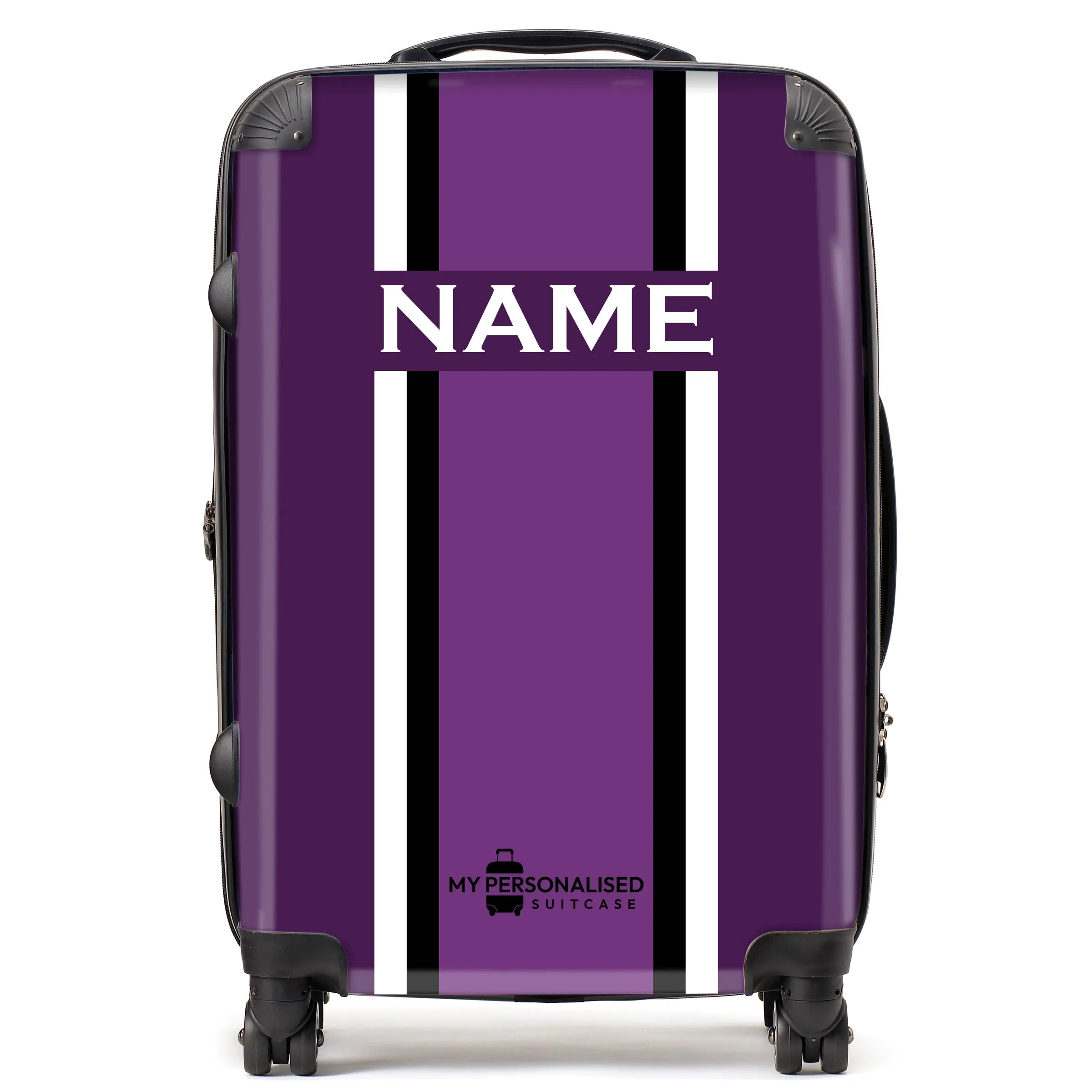 Personalised Purple Striped Suitcase