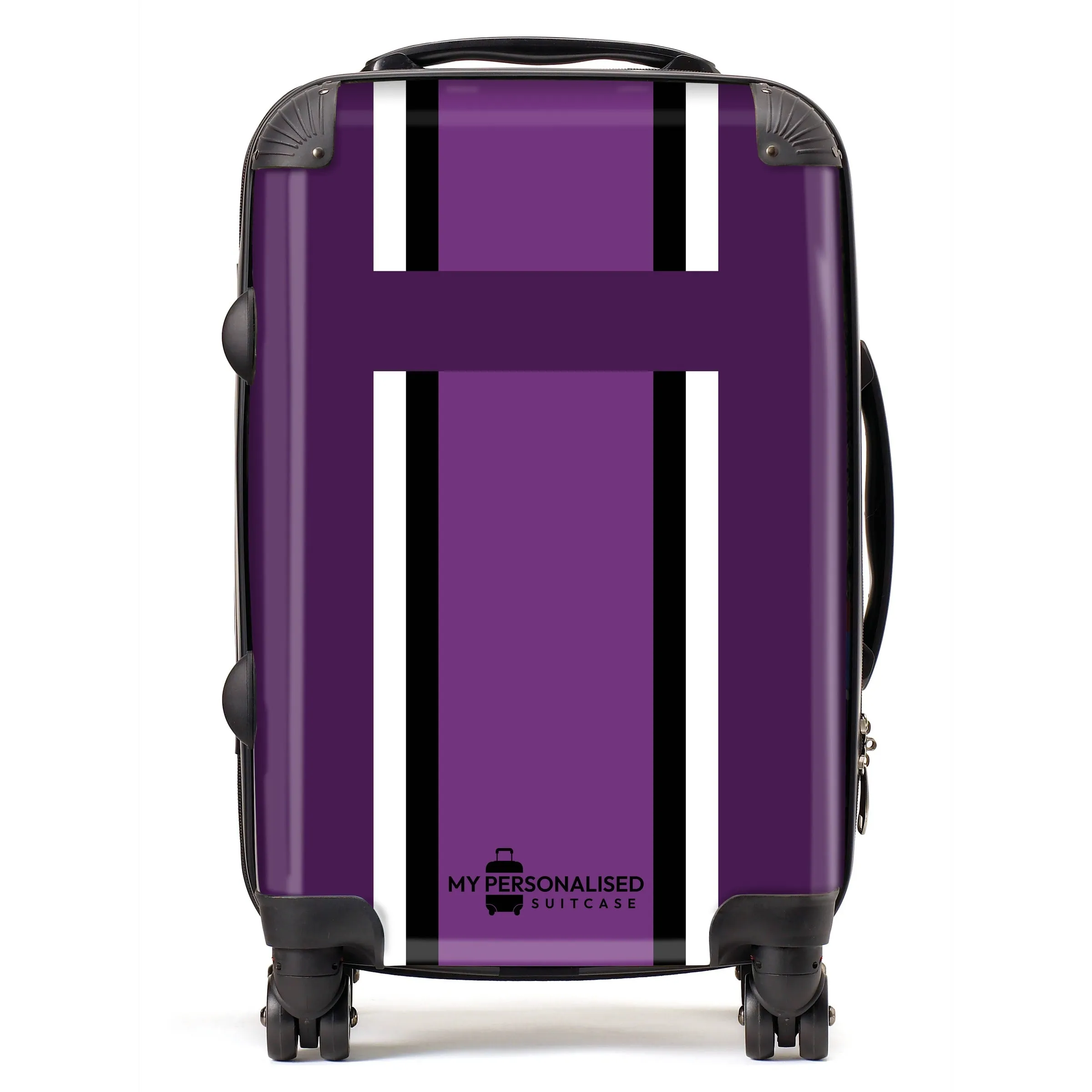 Personalised Purple Striped Suitcase