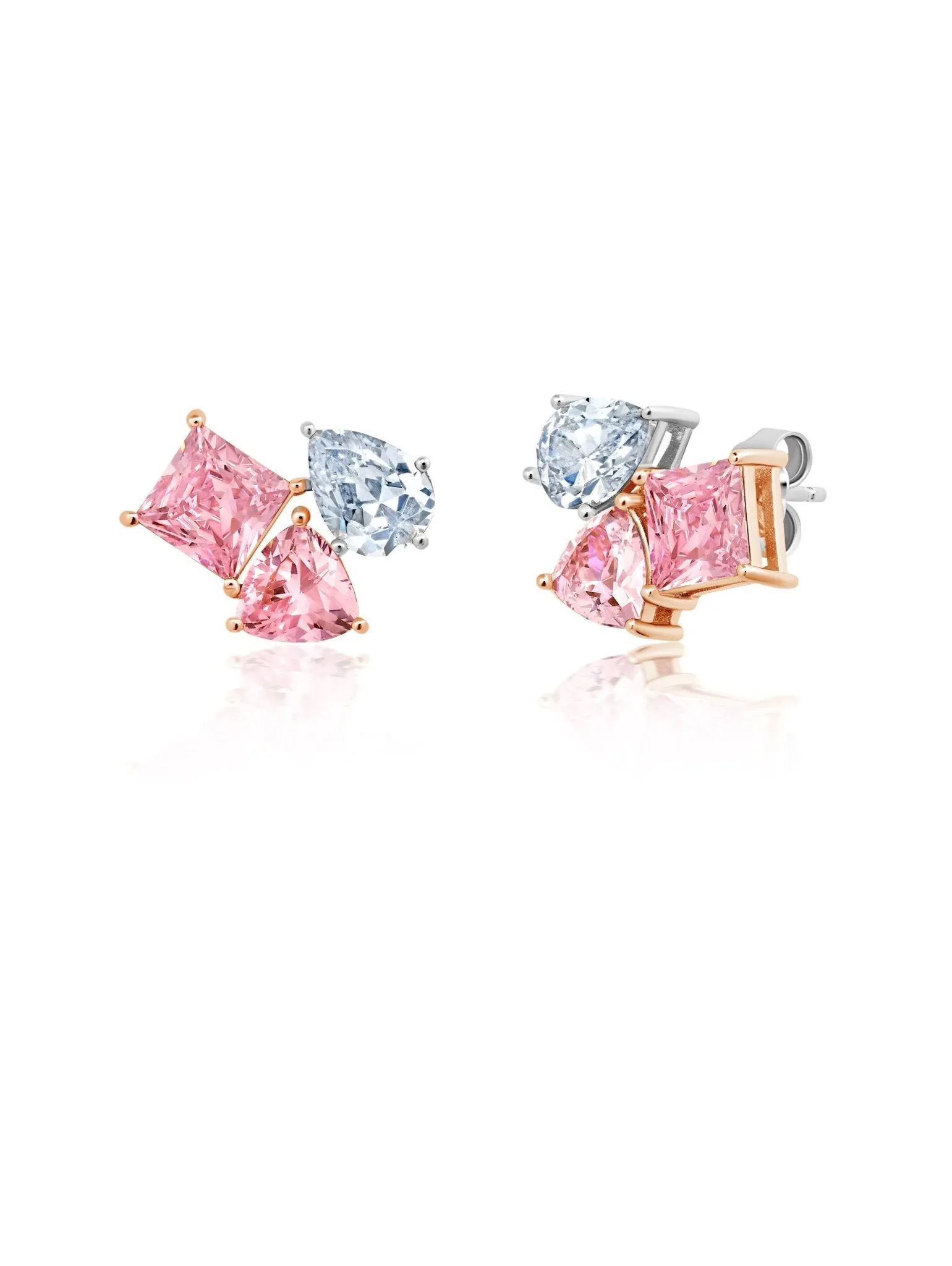 Pink And Clear Multi Stone Earrings