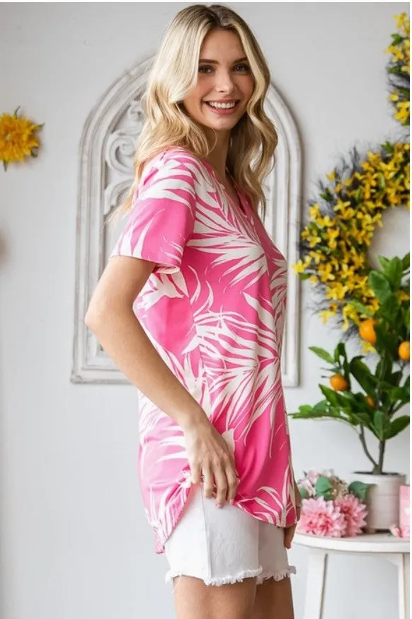 Pink/White Tropical Top - #6725-6730