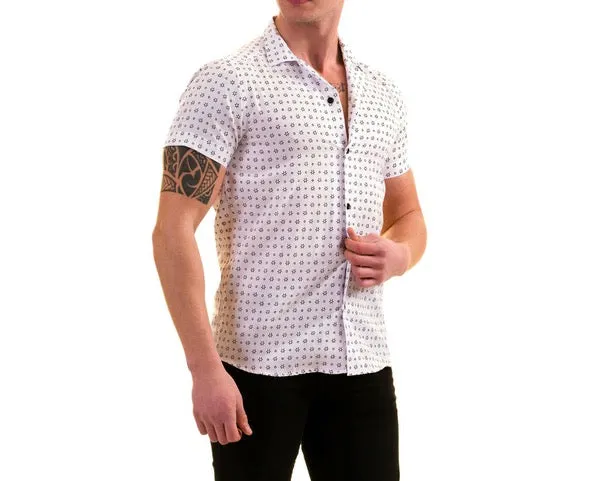 PRINTED WHITE/BLACK SHORT SLEEVE SHIRT