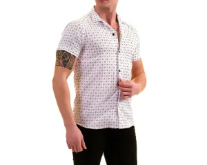 PRINTED WHITE/BLACK SHORT SLEEVE SHIRT