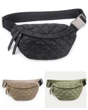 Quilted Puffer Fanny Pack - Tan, Black or Olive