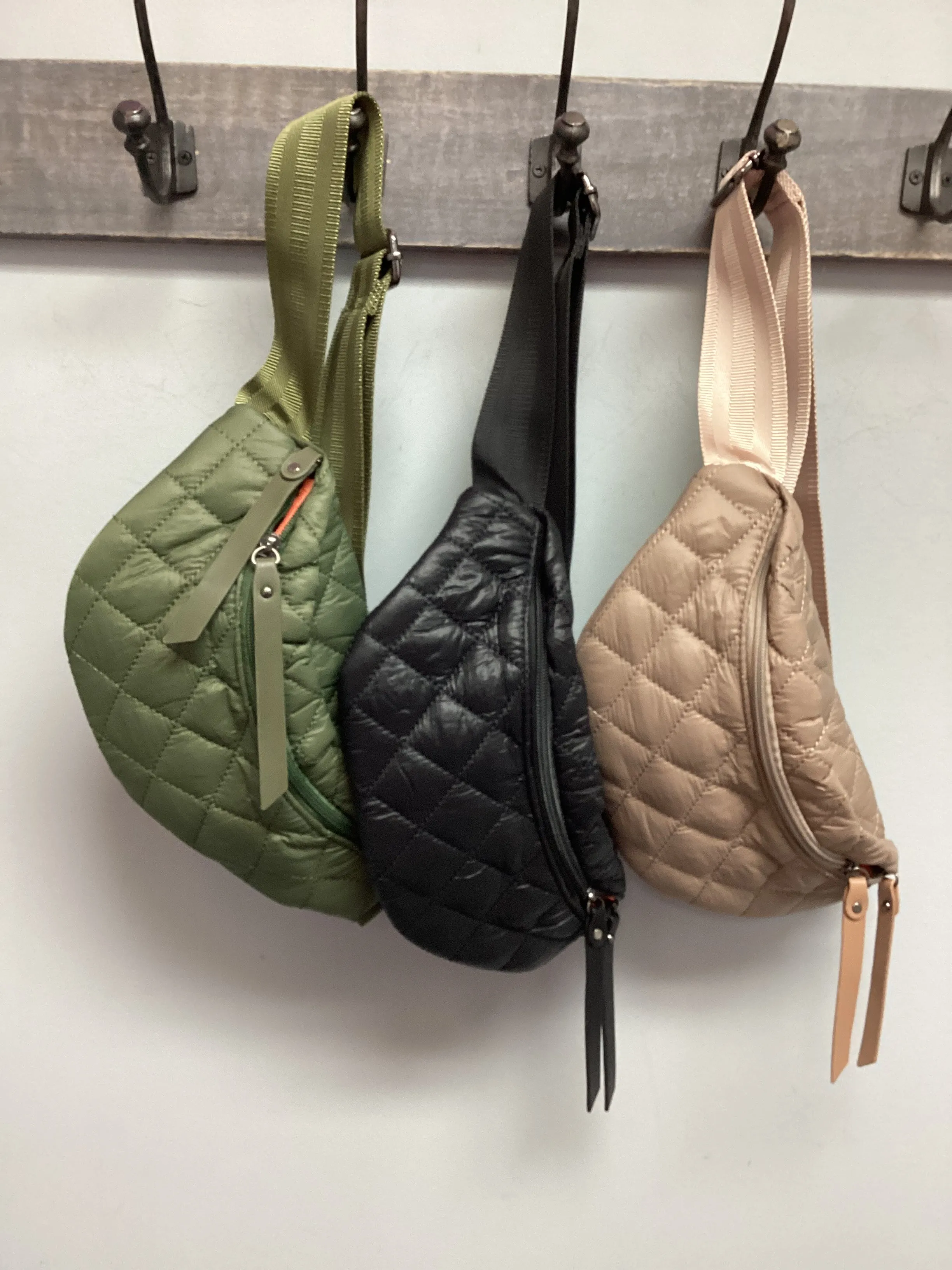 Quilted Puffer Fanny Pack - Tan, Black or Olive