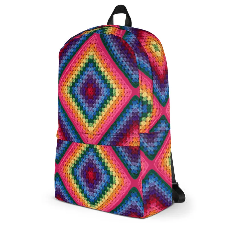 'Rainbow Soul' Crochet Print Backpack