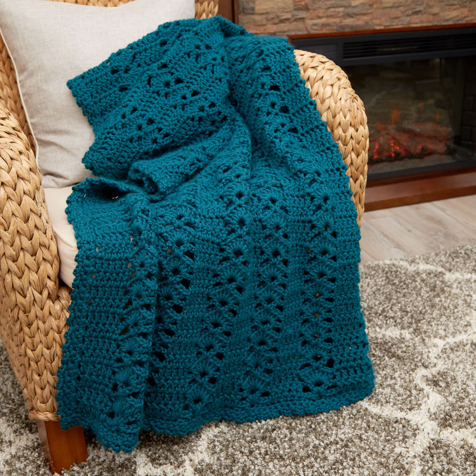 Red Heart Charming Crochet Throw