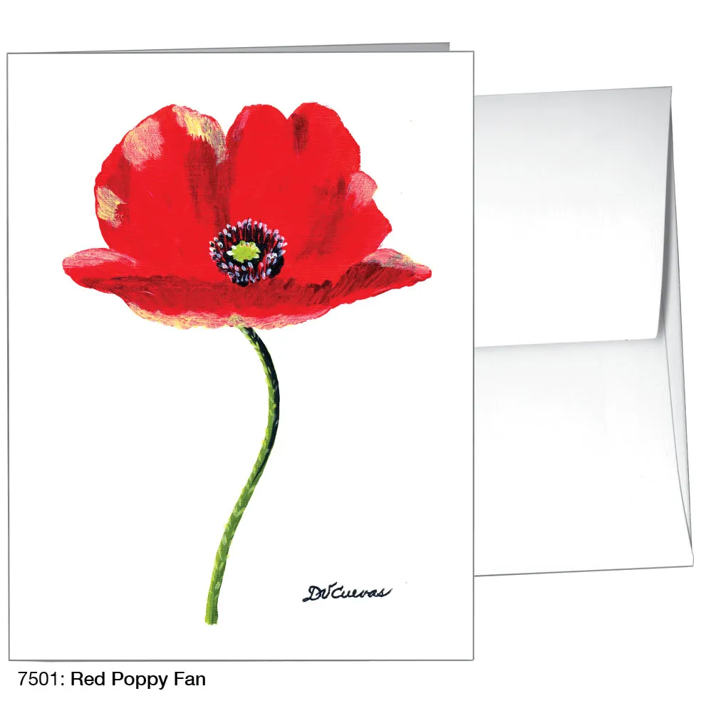 Red Poppy Fan, Greeting Card (7501)