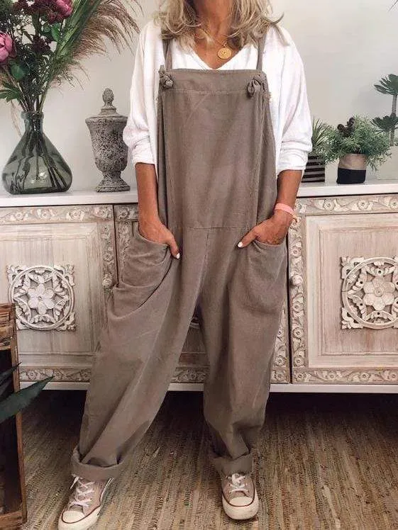 Retro pocket sleeveless jumpsuit