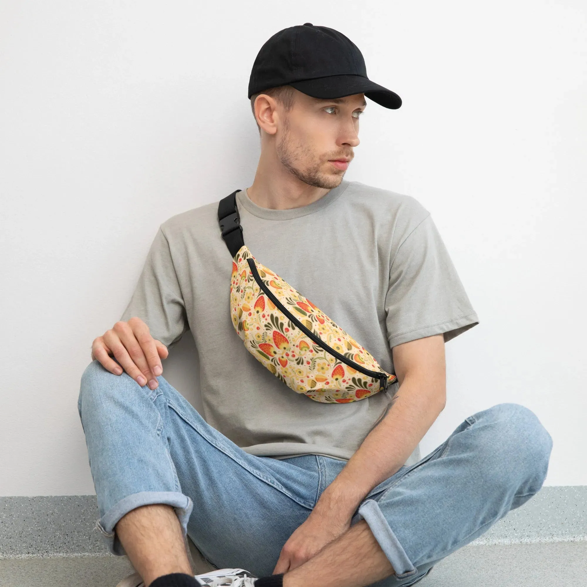 Russian Beige Khokhloma Fanny Pack